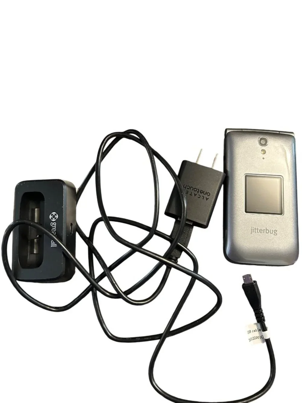Jitterbug Flip Silver Easy-To-Use Cell Phone W/ Charger & Box - No Contracts